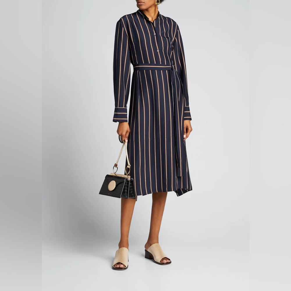 Vince silky tie front shirt dress
